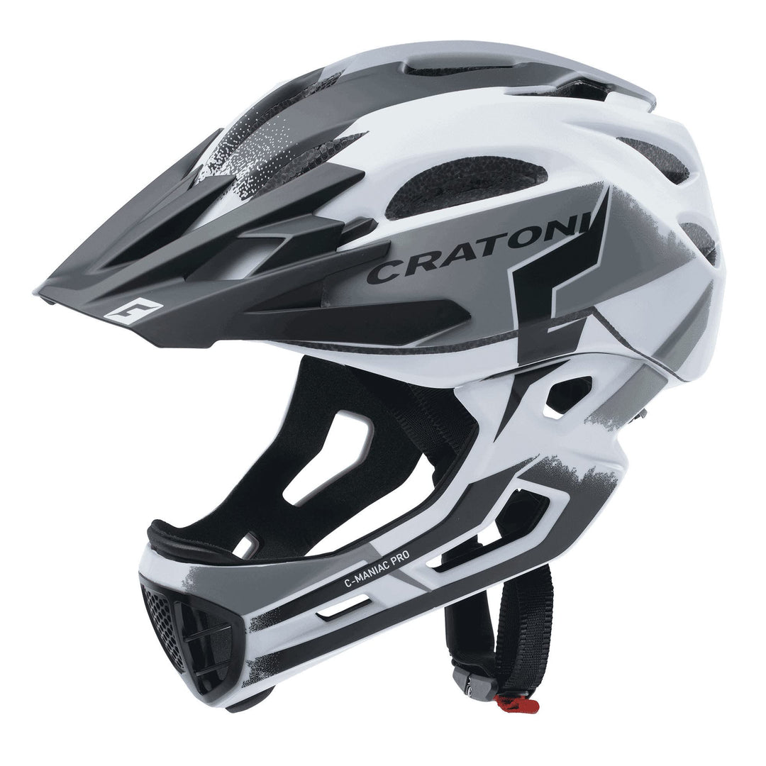 Cratoni C-Maniac Pro Fahrradhelm Downhill BMX Fullfacehelm Kinnbügel Mountainbikehelm Weiss/Schwarz