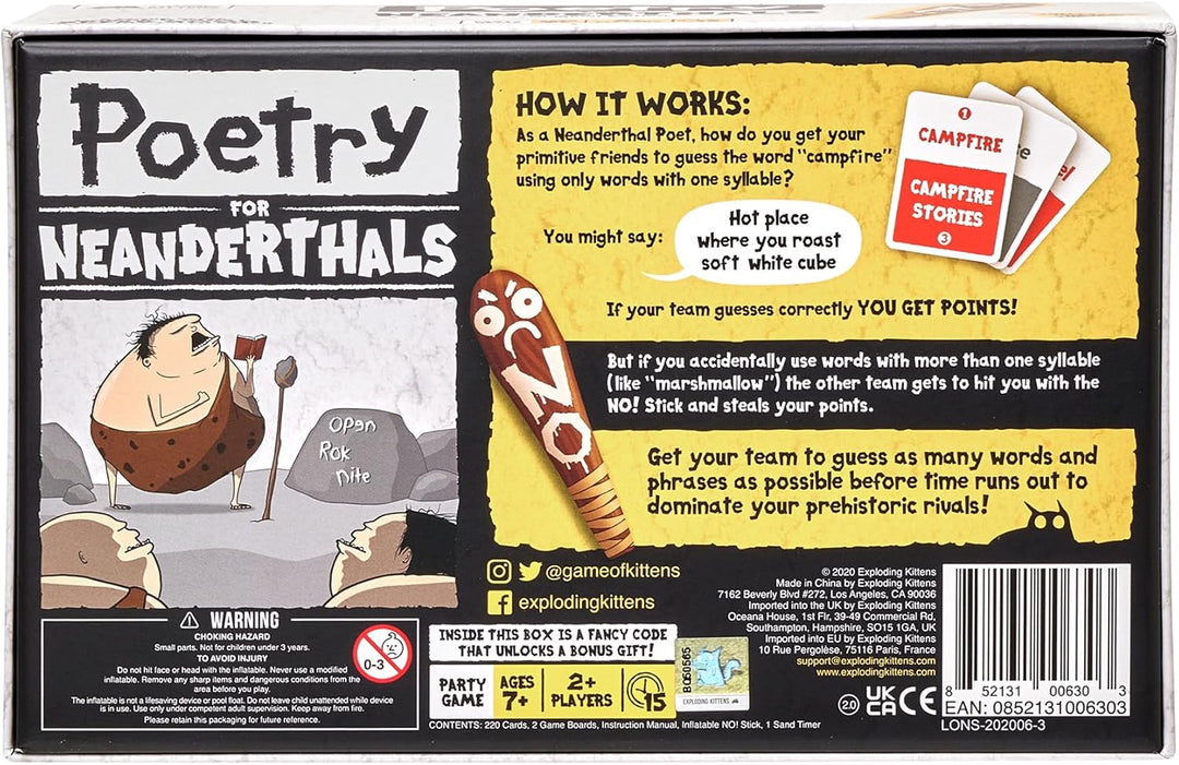 Exploding Kittens - Poetry for Neanderthals - Competitive Word Guessing Game - Party Game, Ideal for