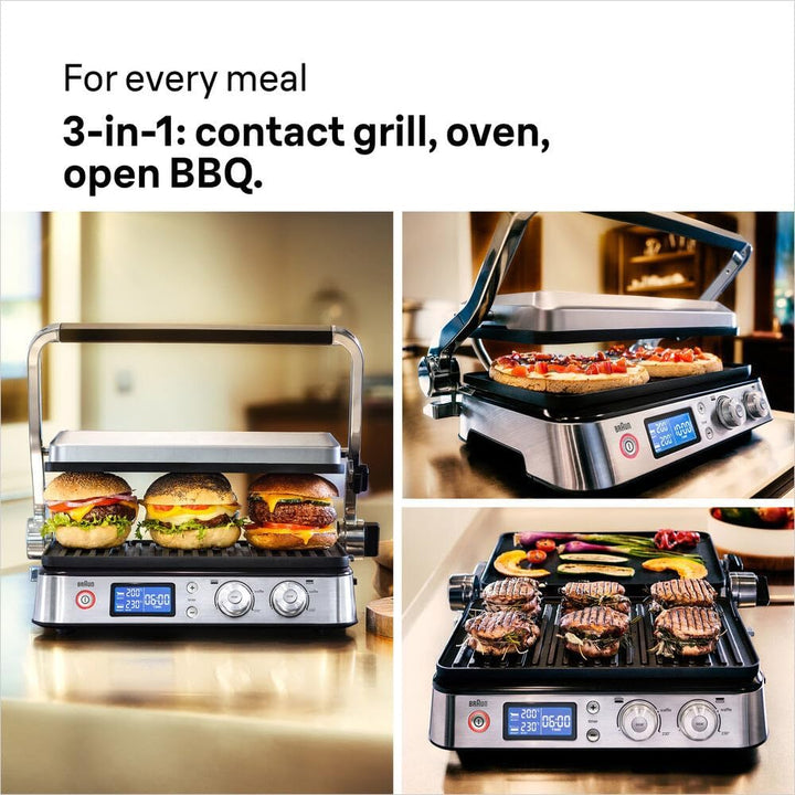 Braun MultiGrill 9 CG 9043 Kontaktgrill inkl. Grill- und Flachplatten, Grillpositionen: Kontakt, BBQ