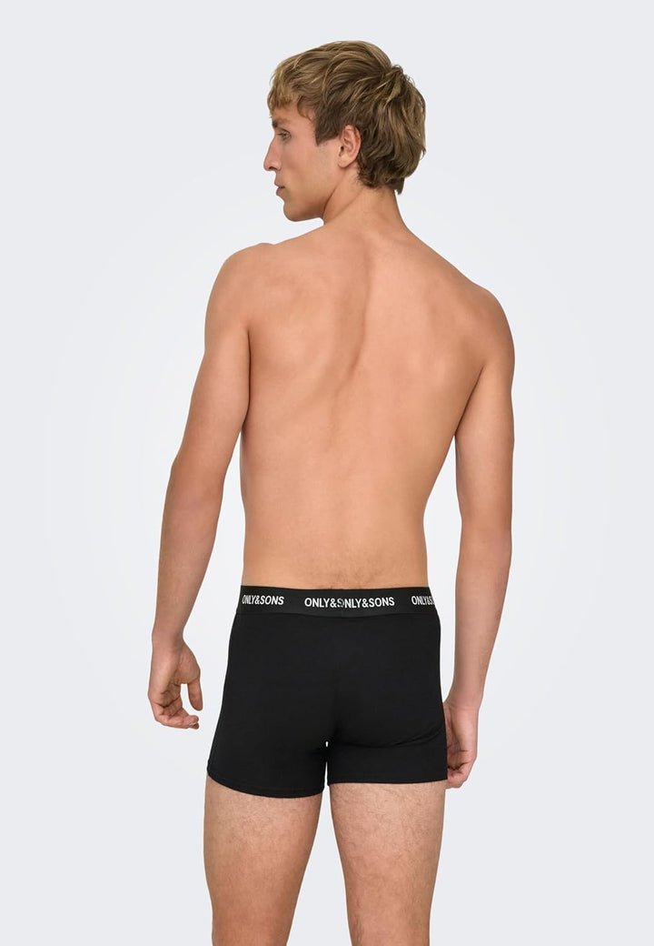 Only & Sons Male Shorts ONSFITZ 7-Pack Boxershorts XS Black/Detail:black Waist & White Logo, XS Blac
