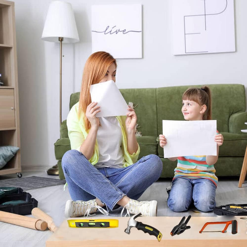 QeeHeng Kinder-Werkzeug-Set, Holzbearbeitungswerkzeug-Set, 30 Stück Baumeister Kinder Echte Handwerk