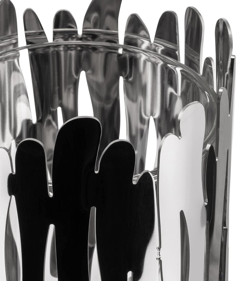 Alessi BM05 Barkvase Blumenvase - Edelstahl 18/10 glänzend poliert mit Behälter aus Glas. Silber, Si