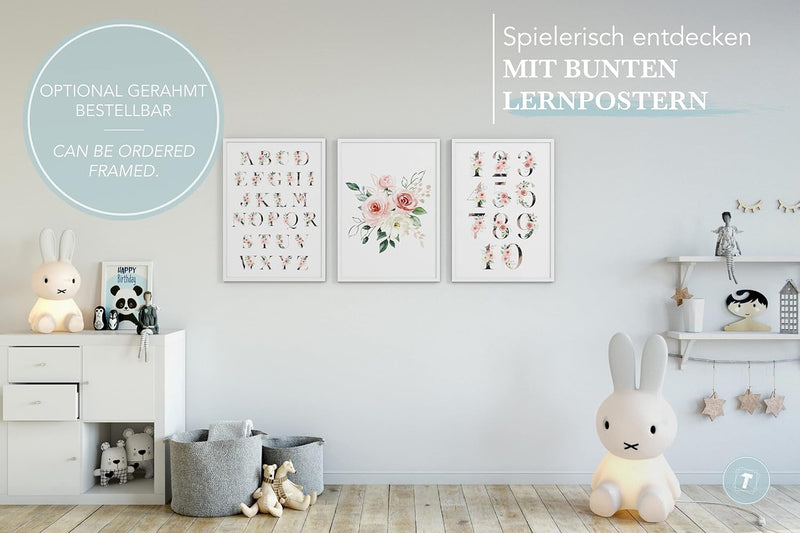 Papierschmiede® Kinderposter 3er Set Lernposter, B2 (50x70 cm) Wanddeko, Geschenk für Mädchen Kinder