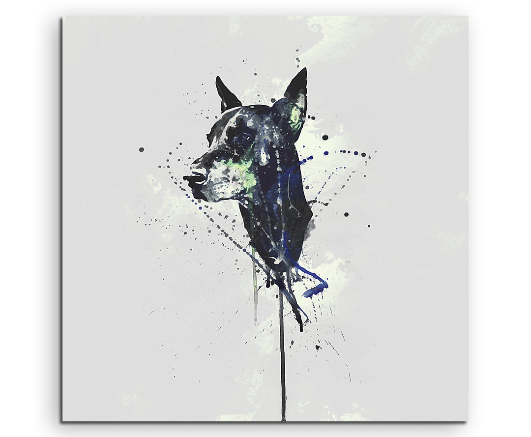 Paul Sinus Art Dobermann 60x60cm Keilrahmenbild Kunstbild Aquarell Art Wandbild auf Leinwand fertig