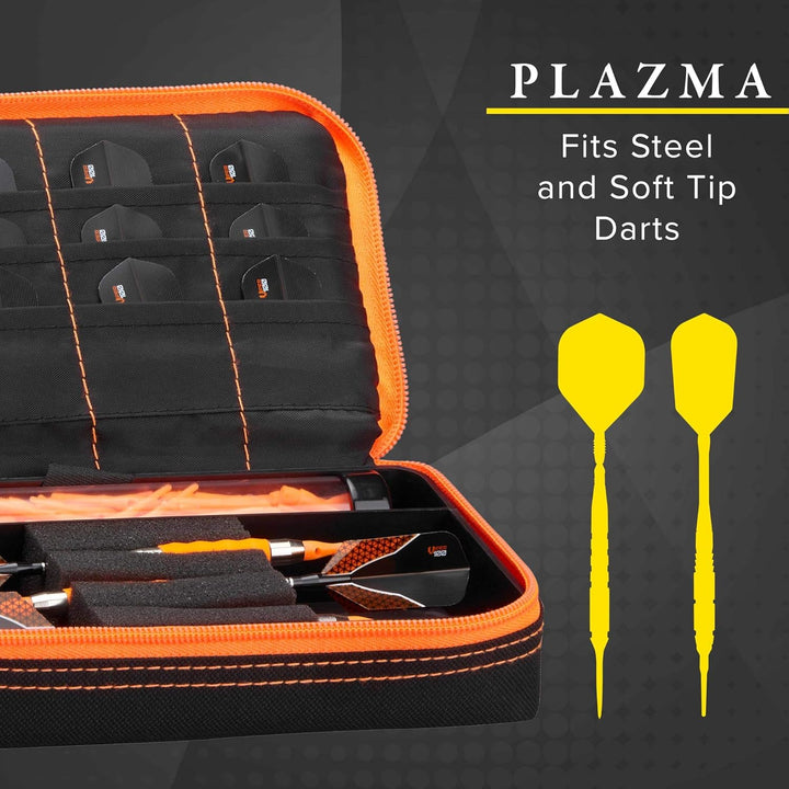 Casemaster Plazma Dartkoffer für weiche Dartpfeile mit Stahlspitze, für 3 Dartpfeile und integrierte