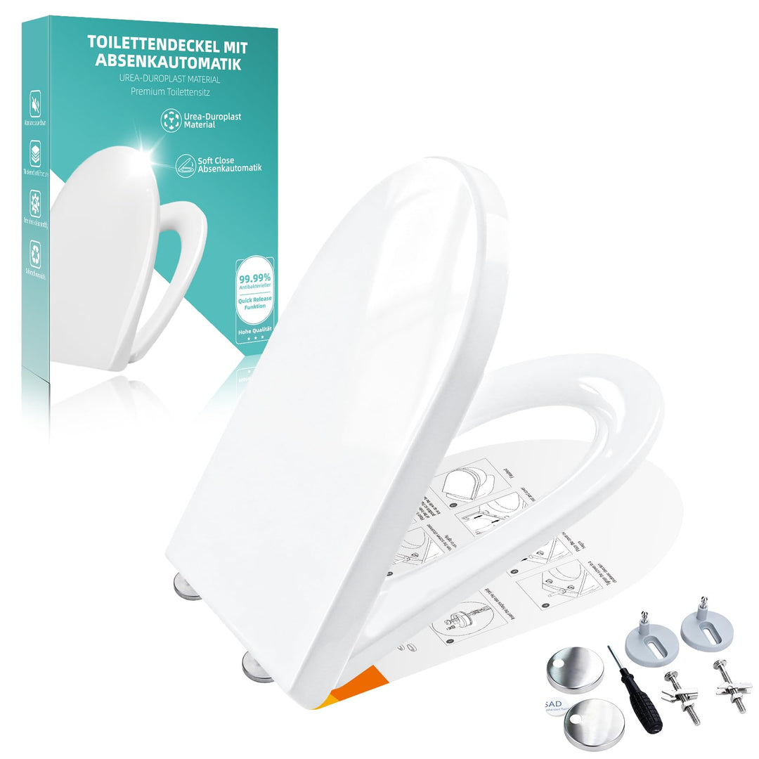 Toilettendeckel mit Absenkautomatik,Urea-Duroplast WC Sitz Quick-Release Funktion zur Einfachen Rein