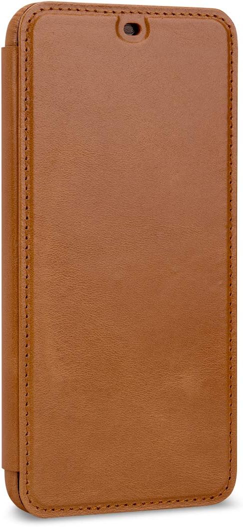 STILGUT Lederhülle für Huawei Mate 20 Lite Book Type, Cognac, cognac