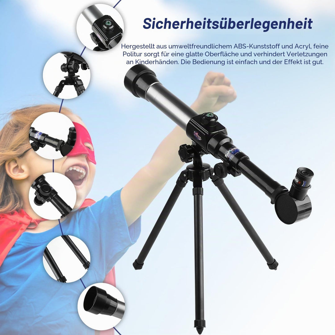 HONPHIER Kinder Teleskop Kinderspielzeug 20X-30X-40X Astronomisches Kinder Fernrohr Teleskop mit Tri