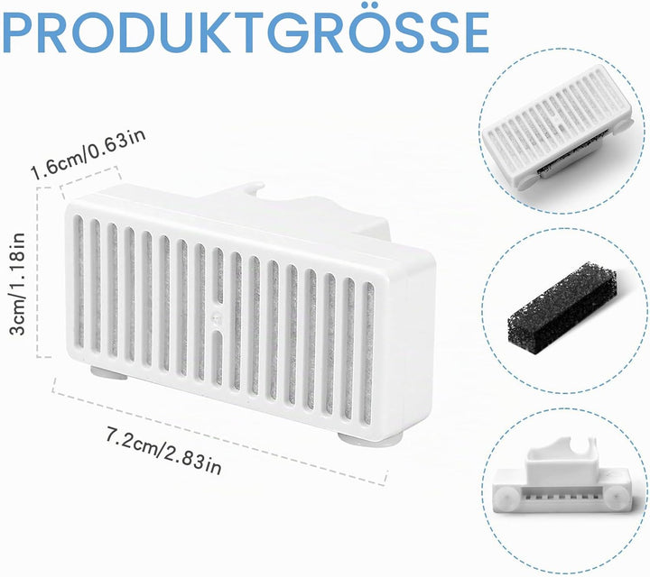 6 Stück Ersatzfilter für Pet Wasserbrunnen - T-förmige Filter-Nachfüllung mit 3-Fach Filtersystem (A