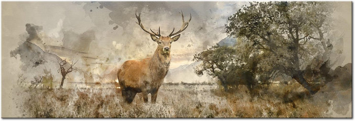murando - Bilder Hirsch 150x50 cm Vlies Leinwandbild 1 tlg Kunstdruck modern Wandbilder XXL Wanddeko