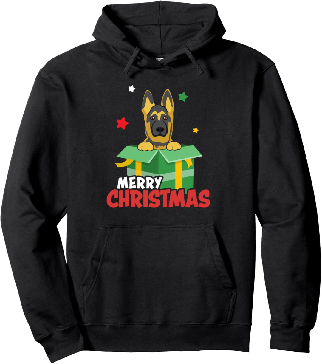 Santa Schäferhund wünscht Frohe Weihnachten Pullover Hoodie