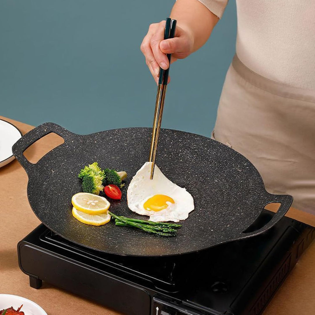 Koreanischer BBQ Grill Rund Grillplatte Antihaftbeschichtung Grillpfanne - Multifunktionale Koreanis
