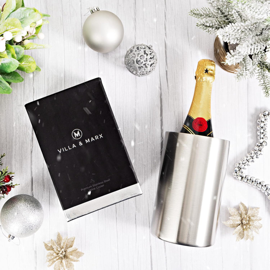 Villa &amp; Marx Weinkühler Edelstahl - Flaschenkühler für Wein, Champagner und Weisswein - Doppelwandig