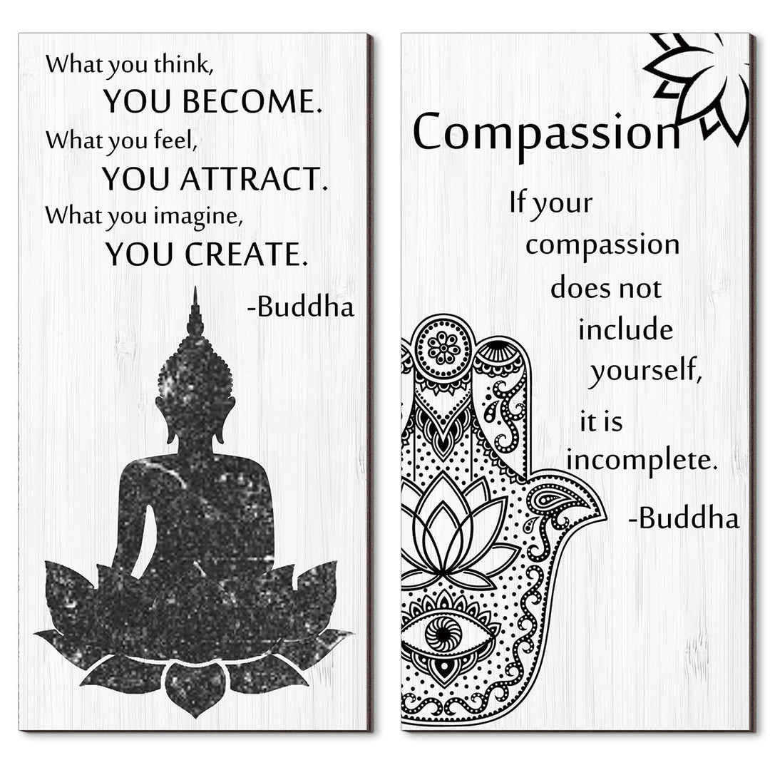 Buddha-Zitate, inspirierendes Zitat, Wanddekoration, Zen-Meditation, Holzaufhängung, Meditations-Bud