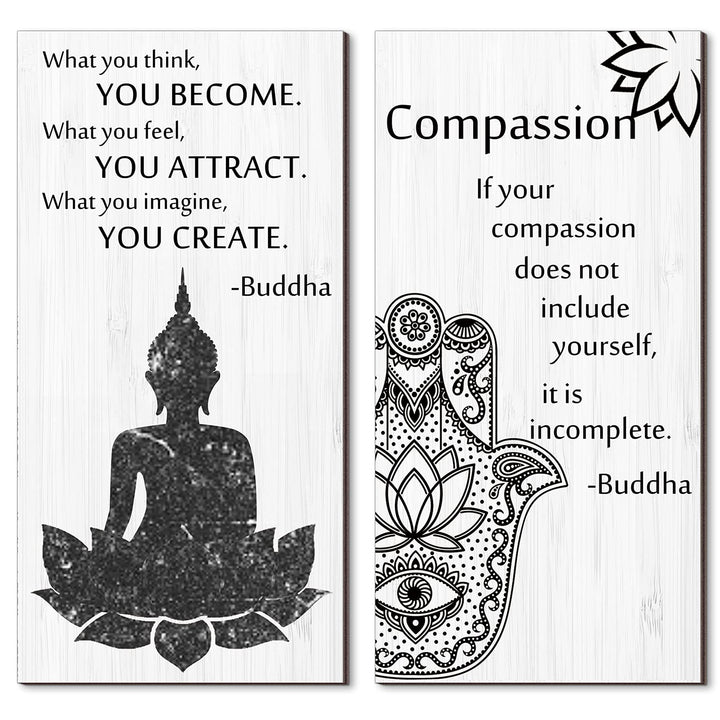 Buddha-Zitate, inspirierendes Zitat, Wanddekoration, Zen-Meditation, Holzaufhängung, Meditations-Bud