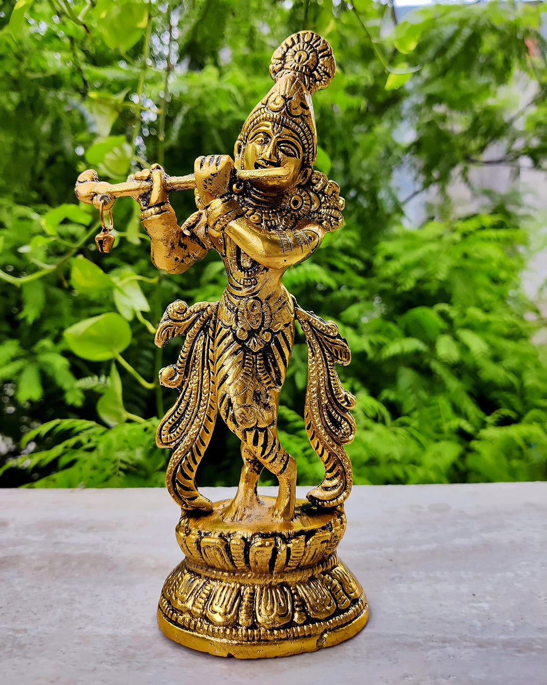 WC_Lord Krishna mit Bansuri Krishna Statue Figur mit Murli Bansi Murlidhar Kishna Idol für indische