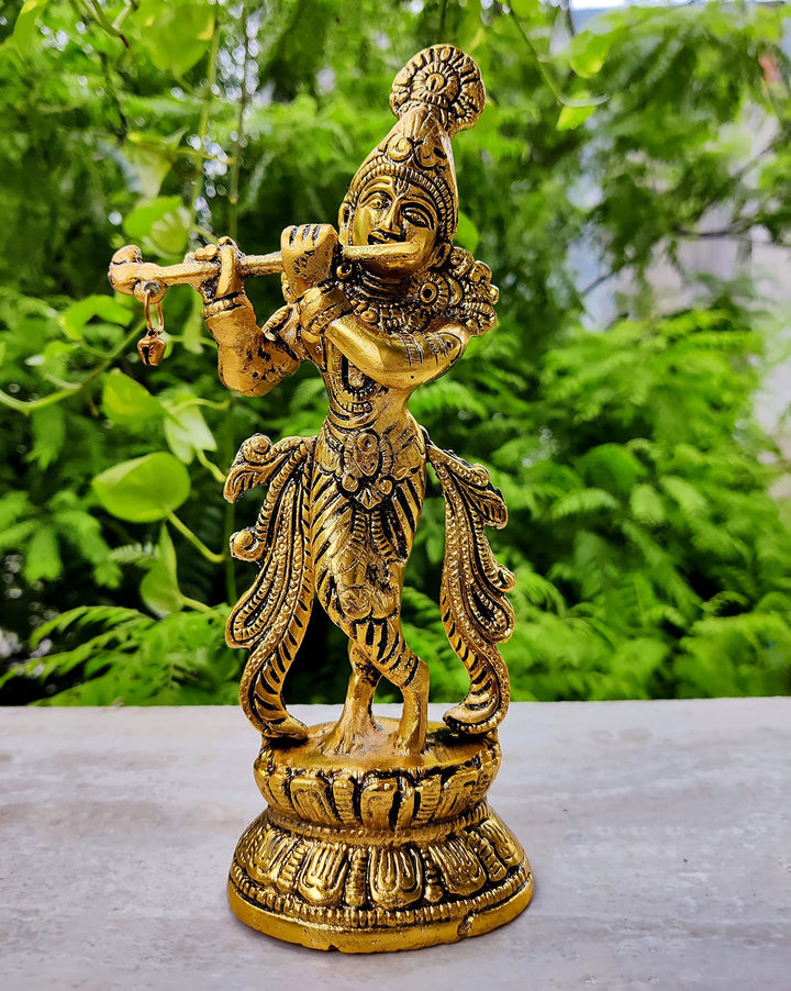 WC_Lord Krishna mit Bansuri Krishna Statue Figur mit Murli Bansi Murlidhar Kishna Idol für indische