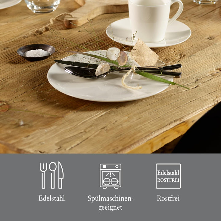 vivo by Villeroy &amp; Boch – Voice Basic Tafelbesteck 30 teilig, 6 Personen, spülmaschinenfest, rostfre