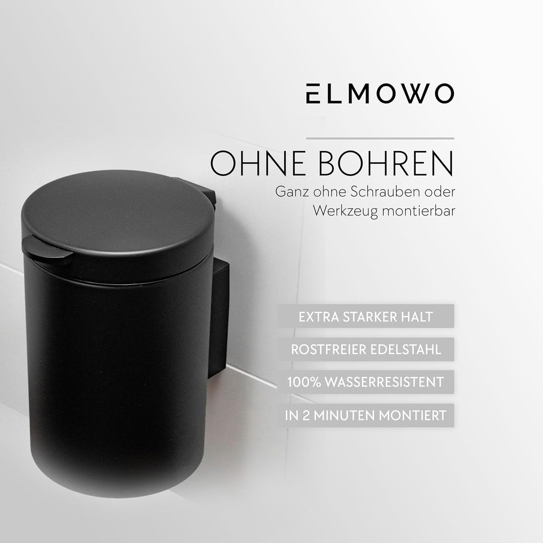 Edelstahl Kosmetikeimer 3L ohne Bohren selbstklebend inkl. Spezialkleber (extrem sicherer Halt) Bade