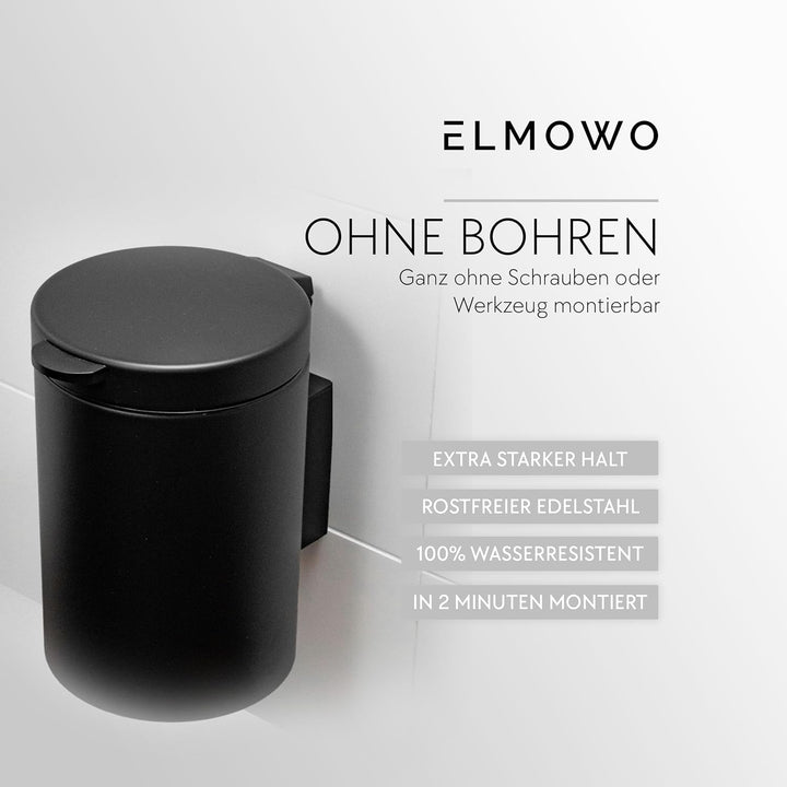 Edelstahl Kosmetikeimer 3L ohne Bohren selbstklebend inkl. Spezialkleber (extrem sicherer Halt) Bade