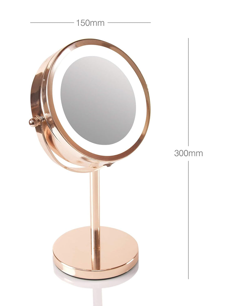 Rio Kosmetikspiegel mit LED-Beleuchtung, doppelseitig, 360° drehbar, 1- und 5-fache