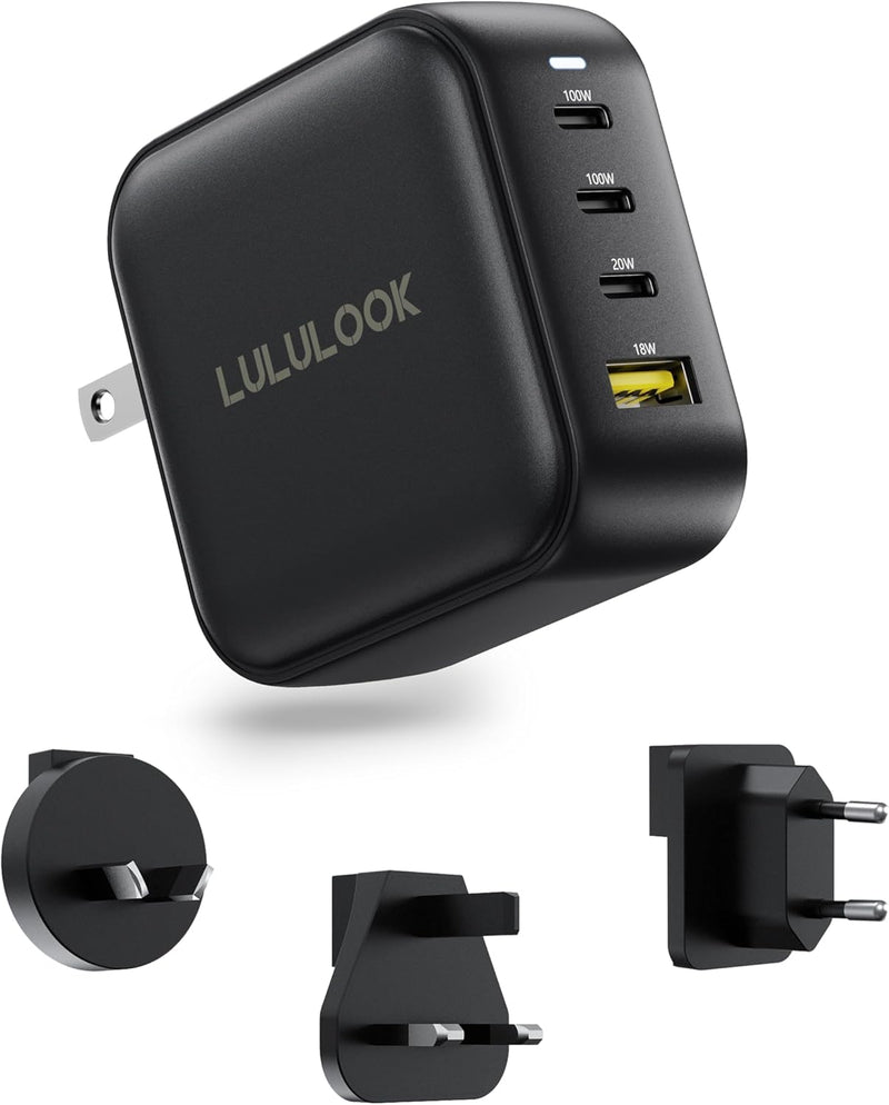 LULULOOK 100W USB C Ladegerät, USB C Netzteil 4 Ports GaN PD Schnellladegerät Universal Reisestecker