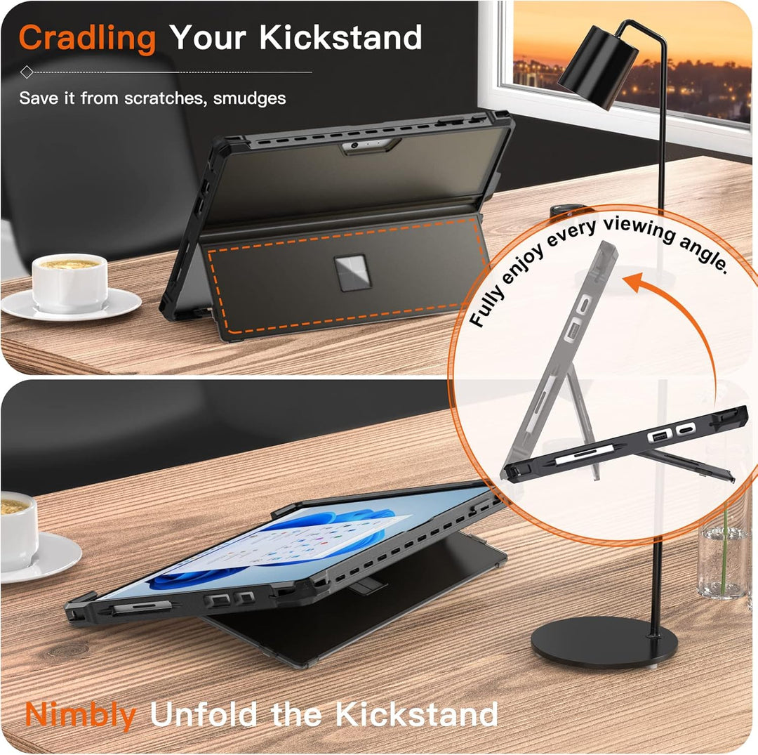MoKo Hülle für 12,3" Microsoft Surface Pro 7+/Pro7/6/5/4/LTE, Schwarz | All-in-One-Schutzhülle Stoss