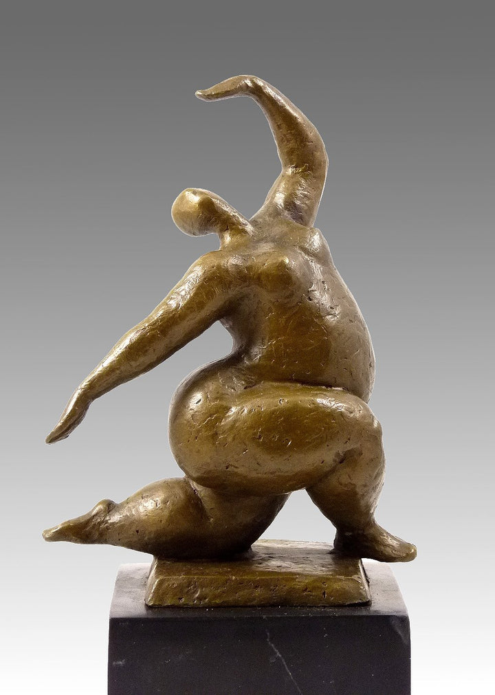 Abstrakte Bronzeskulptur - XXL Tänzerin hockend - signiert Milo - Bronzefigur - Moderne Kunst Skulpt