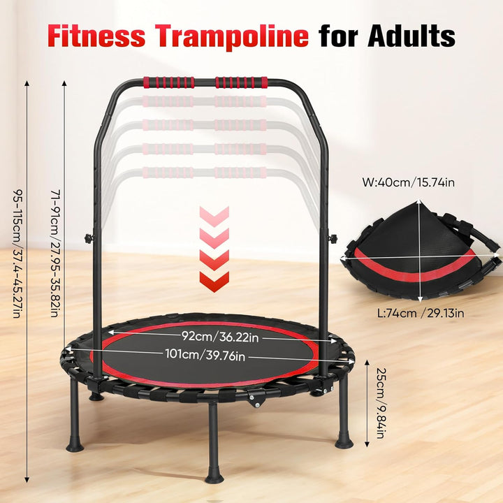 Fitness-Trampolin, tragbares 101 cm/39,76 Zoll faltbares Rebound-Trampolin,leises Design,Tragkraft 2