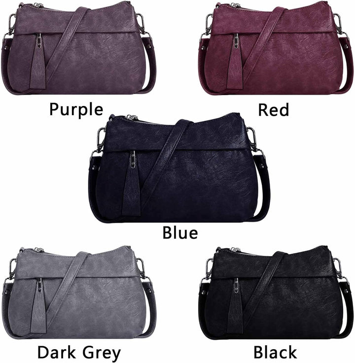 HUA ANGEL Mittelgross Handtasche Damen UmhäNgetasche Echt Leder Mit Mehreren Fächer Für Handy Und Po