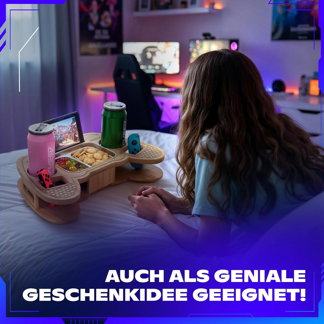 1BRANCH2 UNITY&HERITAGE SnackPad – Die Couchbar für Gamer im Controller-Design | Premium Bambus Snac