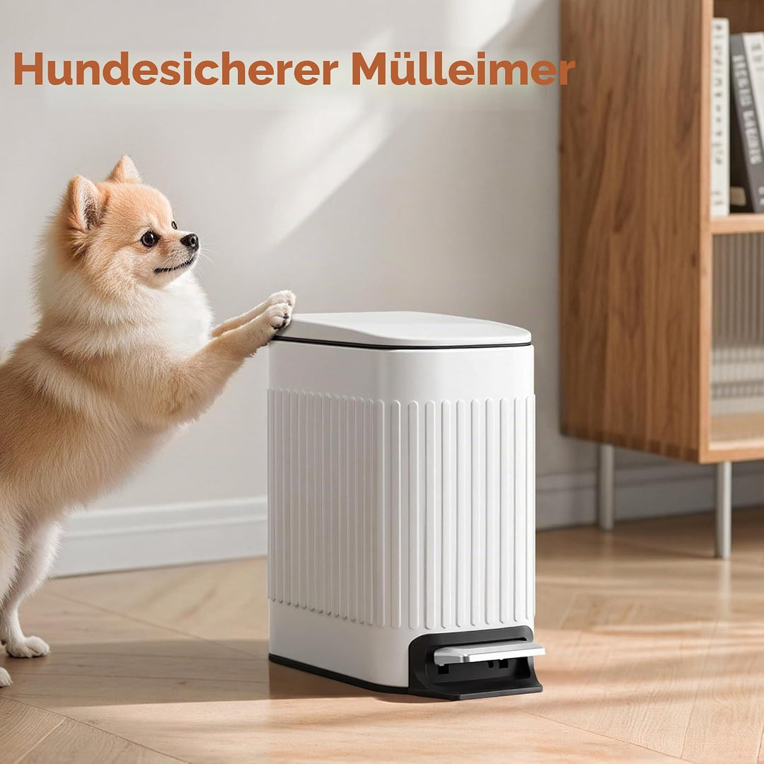 TrashAid Schmaler Badezimmer-Mülleimer mit Deckel, sanft schliessend, 6 Liter, Edelstahl, kleiner Mü
