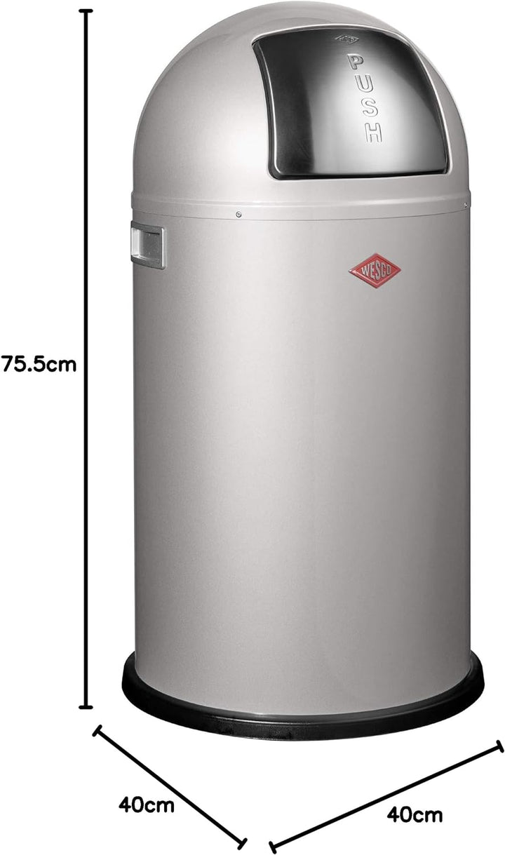 Wesco 175 831 Pushboy Abfallsammler 50 Liter silber, 40 x 40 x 75.5cm, Silber