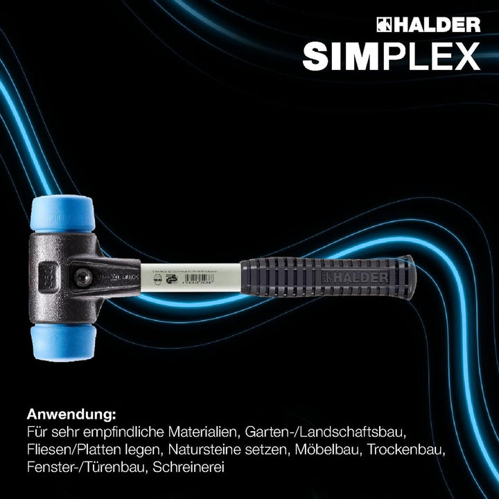 SIMPLEX-Schonhammer, TPE-soft; mit verstärktem Tempergussgehäuse und Fiberglasstiel | D=40 mm | 3701