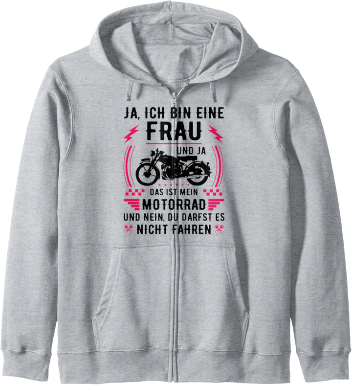 Motorradfahrerin Motorrad Bikerin Ja ich bin eine Frau Kapuzenjacke