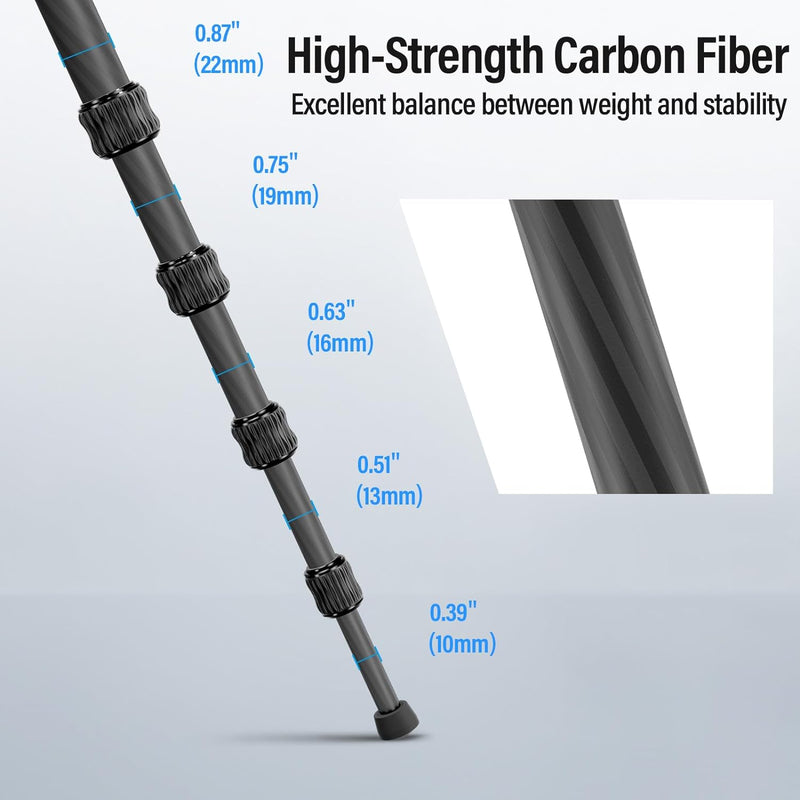 SIRUI Carbon Stativ Kamera Traveler 5C Kohlefaser Reisestativ 1380mm leichtes tragbares Karbonfaser