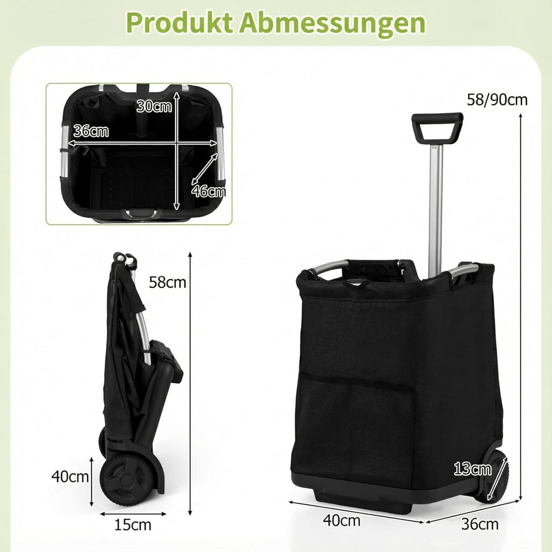 COSTWAY Einkaufstrolley klappbar, 50 Liter, Einkaufswagen mit 3 Taschen & verstellbarem Griff, Einka