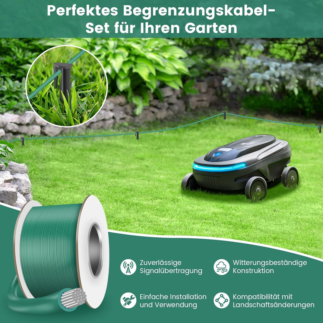 150M Begrenzungskabel Mähroboter – 200 Erdnägel, 20 Mähroboter Kabelverbinder & 10 Anschlussklemmen
