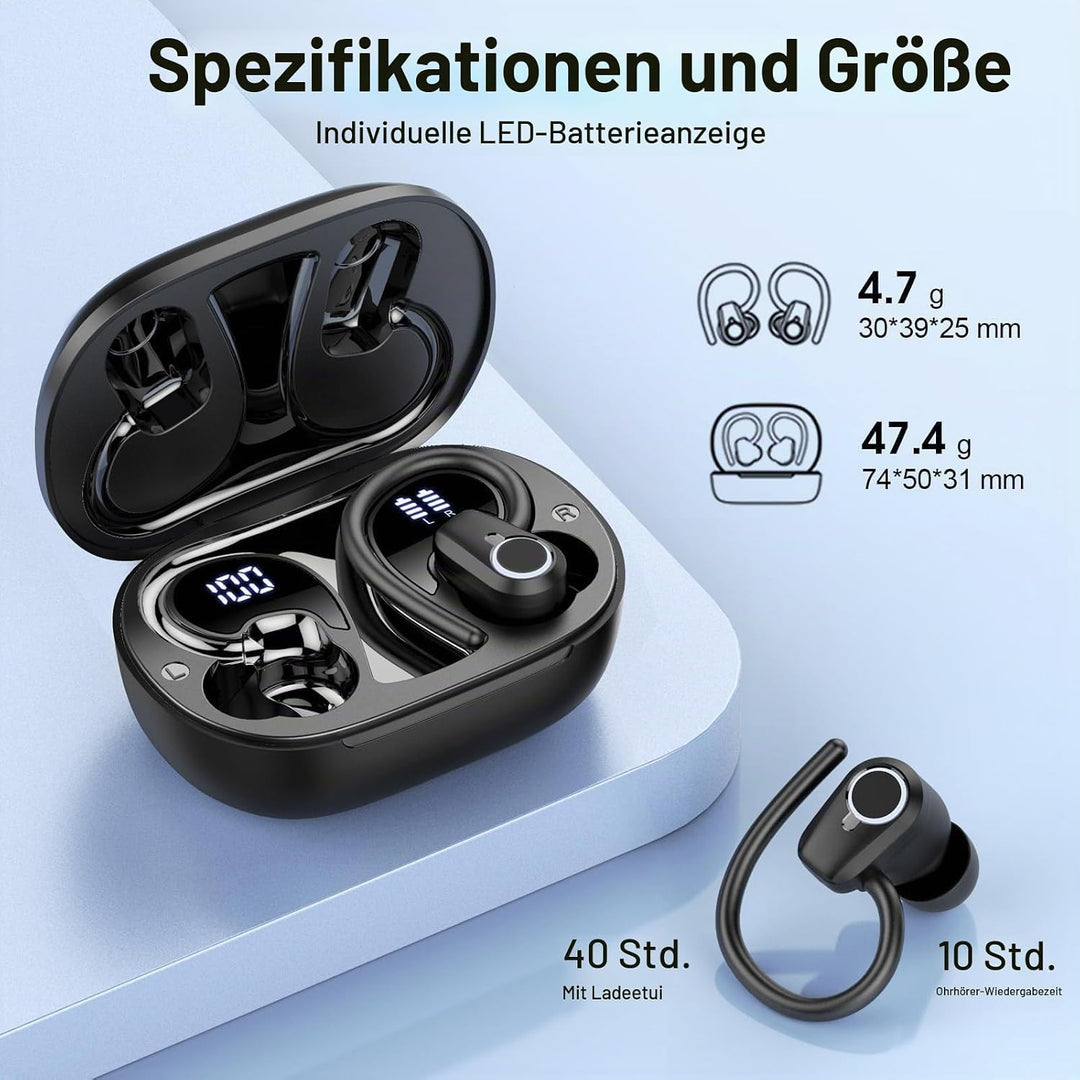 Bluetooth Kopfhörer Sport, 2026 Kopfhörer Kabellos Bluetooth 5.3, 50 Std HiFi Stereo In Ear Ohrhörer