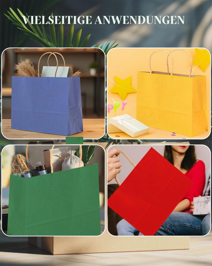 Gcardist 60PCS Geschenkpapier Taschen 32x25x11cm Grosse Geschenktasche mit Griffen Bulk 16 Verschied
