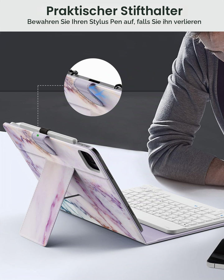 MoKo Universal Tablet Hülle mit QWERTY Tastatur für 9, 9.7, 10.1, 10.2, 10.4, 10.5, 10.9 Zoll Tablet