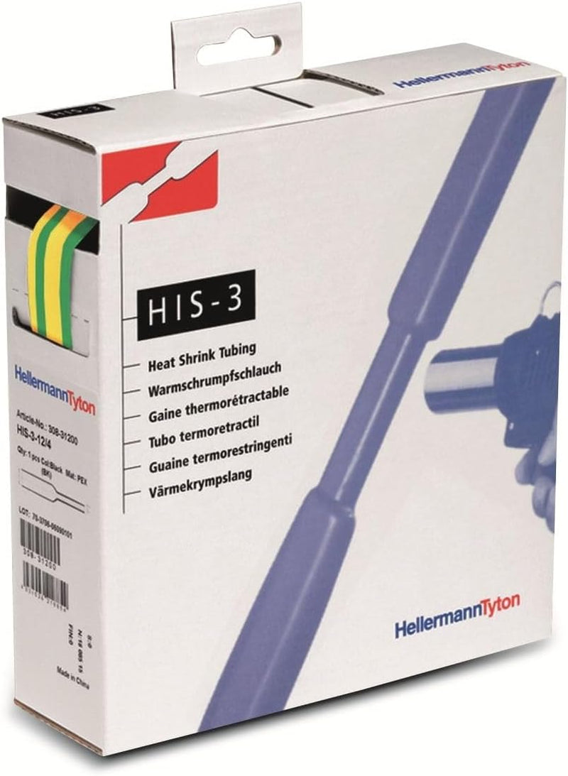 HellermannTyton 308-32407 Schrumpfschlauch ohne Kleber Gruen, Gelb 24mm Schrumpfrate:3:1 3m