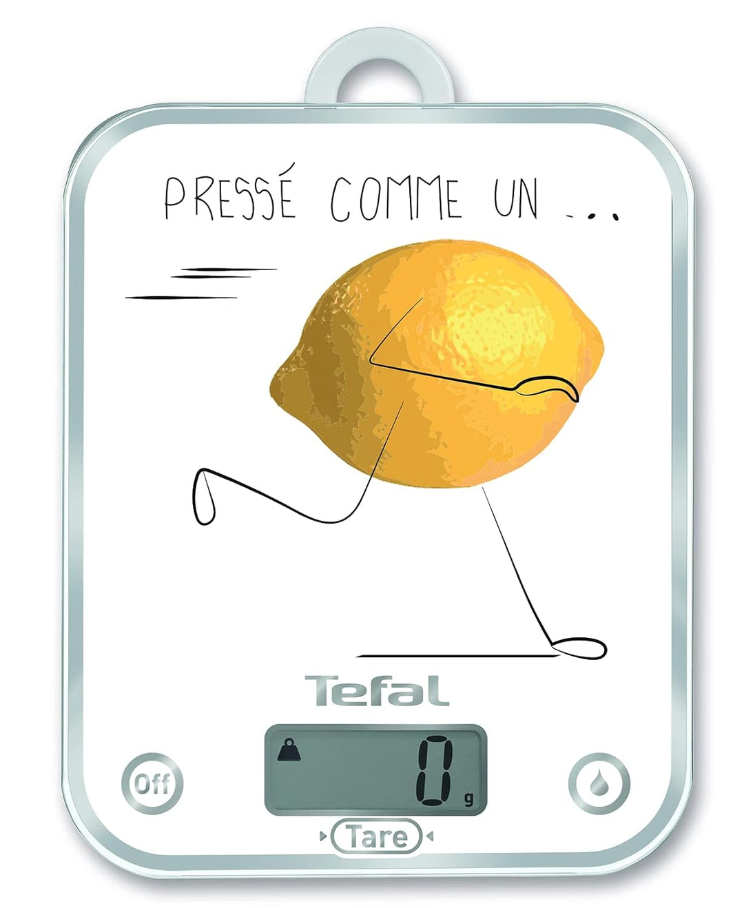 Tefal OPTISS Decor BC5135V0 Küchenwaage, gepresst wie eine Zitrone, Skala von 5 kg/1 g, Flüssig-Tare