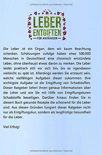 Leber entgiften für Anfänger: Wie Sie Ihre Leber durch eine natürliche Entgiftungskur reinigen, spie