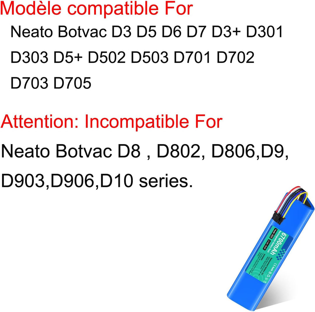 CITYORK 14,4V 6700mAh Li-ion Ersatzakku für Neato Botvac D3 D3+ D5 D5+ D6 D7 Connected Vacuum Batter
