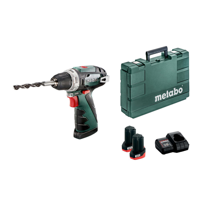 Metabo 600080500 Akku-Bohrschrauber klein PowerMaxx BS Basic 10,8V, 2x 2Ah Li-Ion Akkus, inklu. Lade