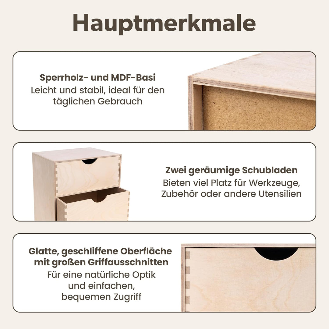 Creative Deco Schubladenbox Schubladenelement | 2 Schubladen | 25 x 20 x 31 cm (+/- 1 cm) | Mini-Kom