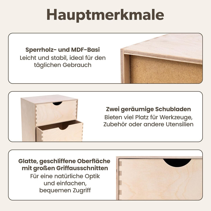 Creative Deco Schubladenbox Schubladenelement | 2 Schubladen | 25 x 20 x 31 cm (+/- 1 cm) | Mini-Kom