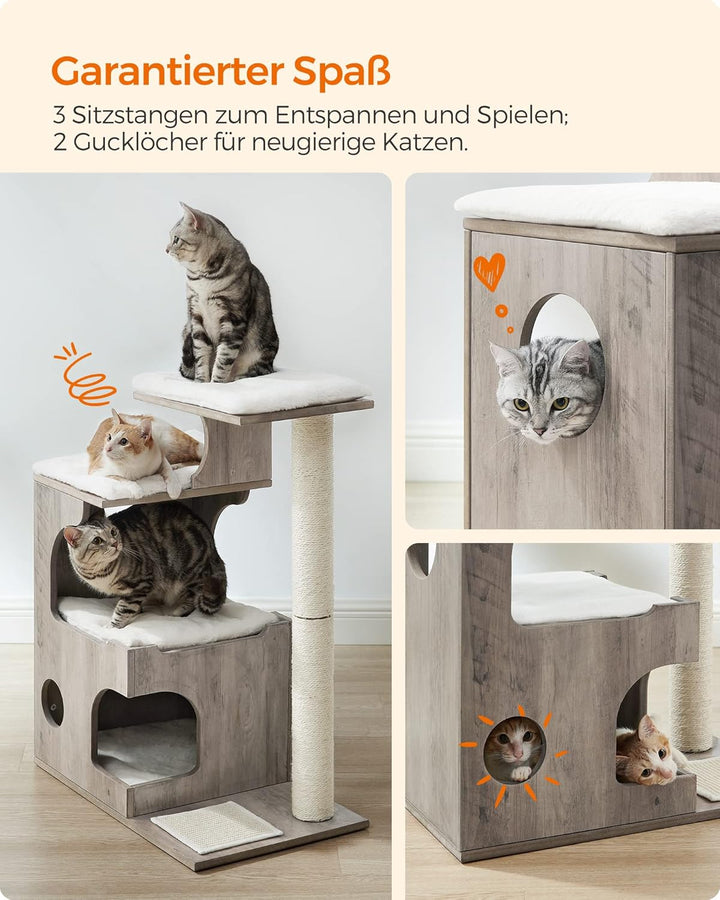 Feandrea Kratzbaum, 86 cm hoher Katzenbaum, Spanplatten-Katzenkratzbaum, mit Höhle, Liegeflächen, Sä