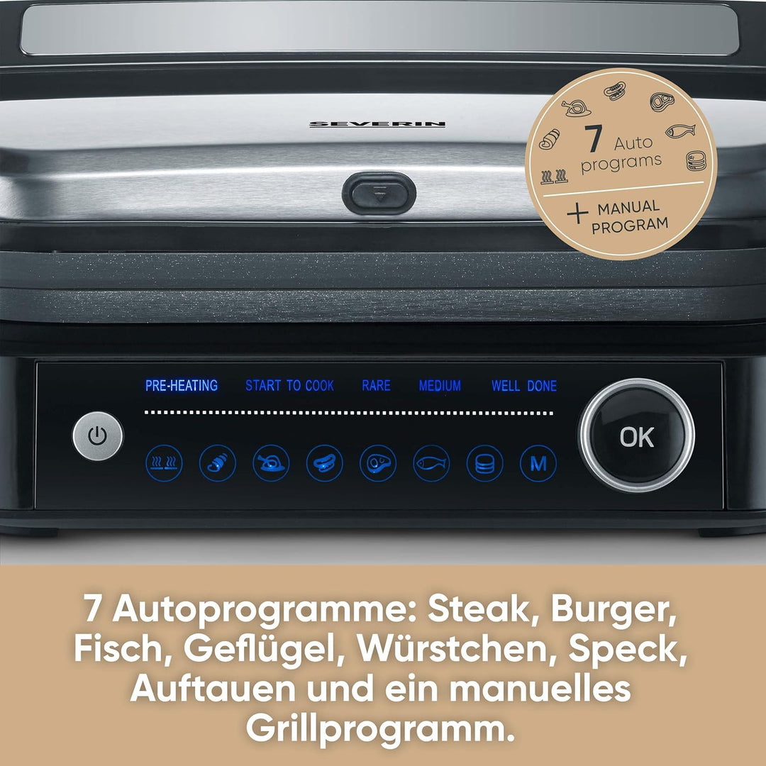SEVERIN SEVINI PRO Kontaktgrill für Sandwiches, Steak und als Panini Grill, antihaftbeschichteter Sa